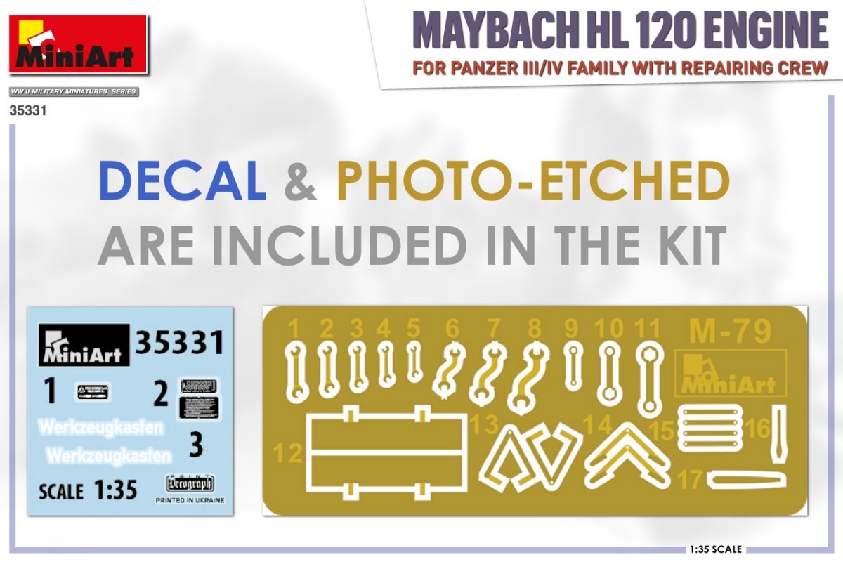 Miniart 35331 MAYBACH HL 120 ENGINE FOR PANZER III/IV FAMILY WITH REPAIR CREW 1/35 – zdjęcie 2