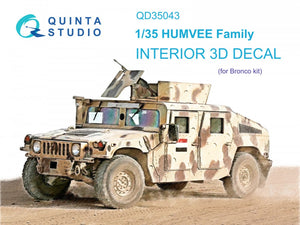 Quinta Studio QD35043 HUMVEE Family 3D-Printed &amp;amp; colored Interior on decal paper (Bronco) 1/35