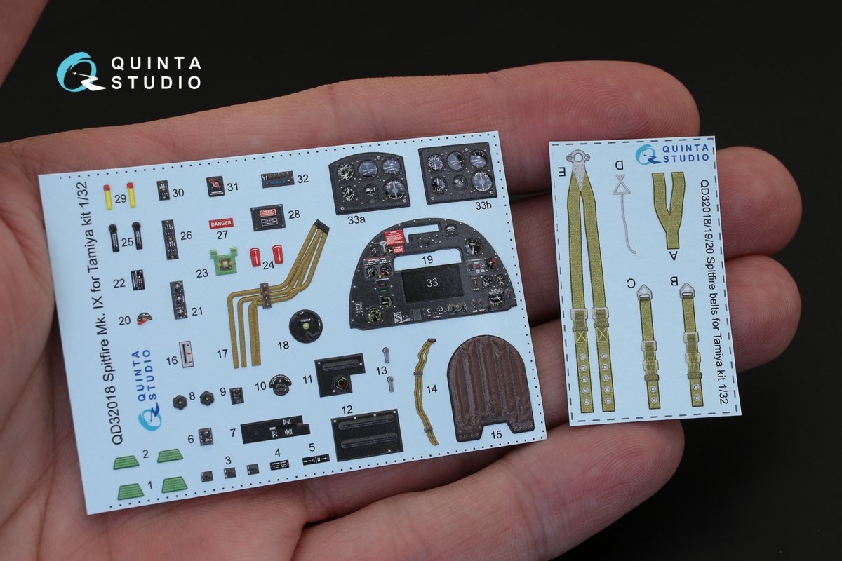 Quinta Studio QD32018 Spitfire Mk.IX 3D-Printed &amp;amp; colored Interior on decal paper (for Tamiya kit) 1/32 – image 2