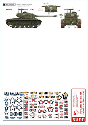 Star Decals 72-A1141 Korean War 1950-53 #2. USMC Tanks. Pershing. 1/72 – image 2
