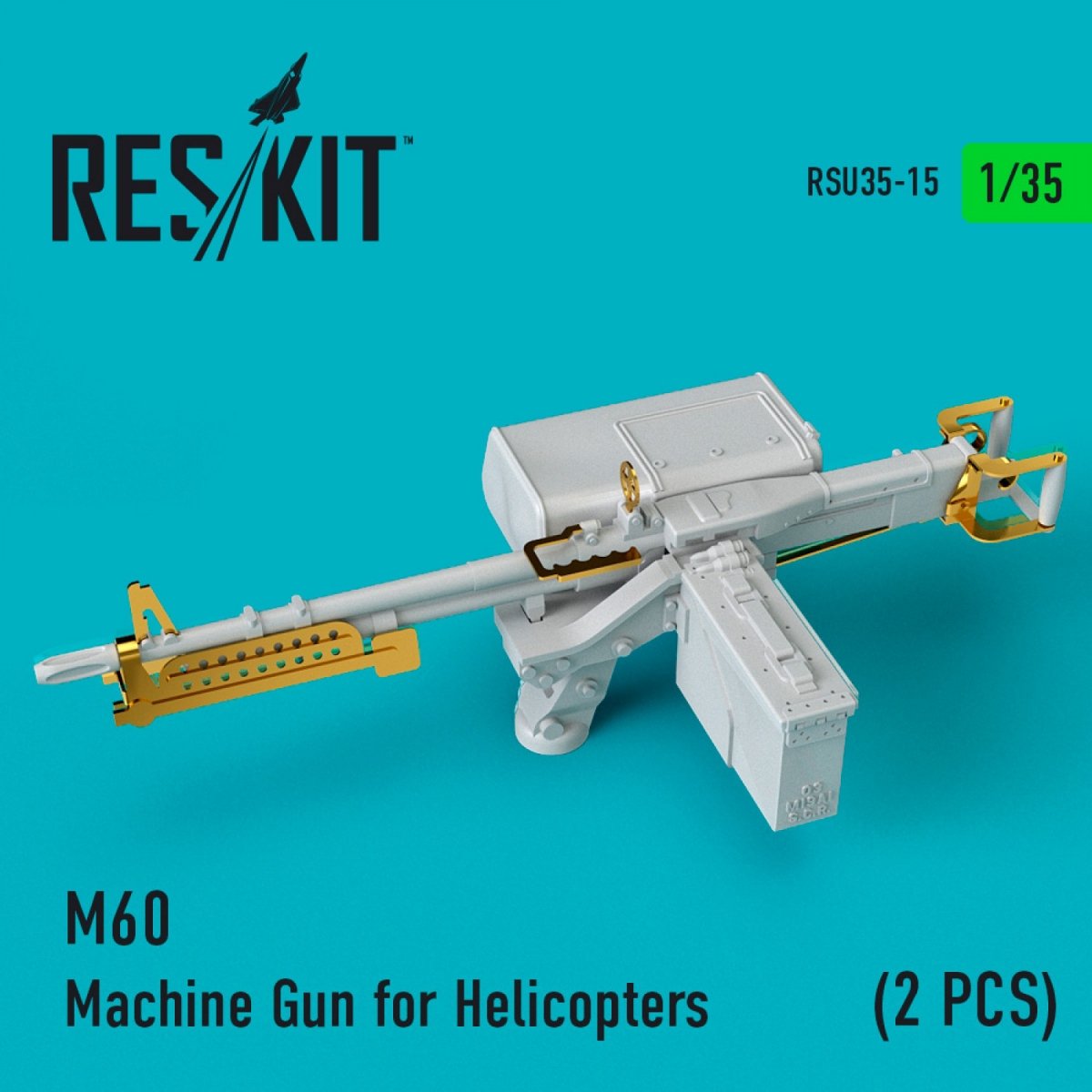 RESKIT RSU35-0015 M60 MACHINE GUNS FOR HELICOPTERS (2 PCS) 1/35