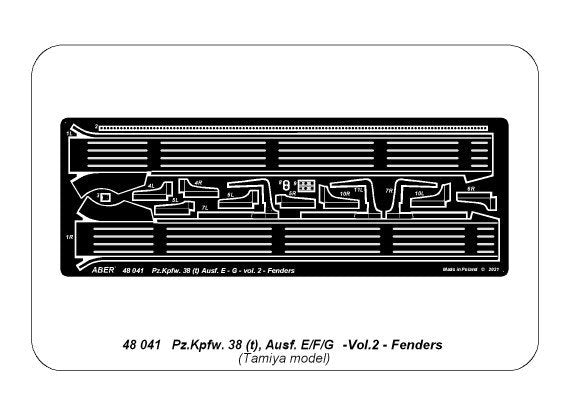 Aber 48041 Pz.Kpfw..38 (t) Ausf. E/F/G Niemiecki czołg Pz.38 (t) cz.2-błotniki / German tank Pz.Kpfw. 38 (t) Ausf.. E/F/G Vol.2-Fenders 1/48 – zdjęcie 5