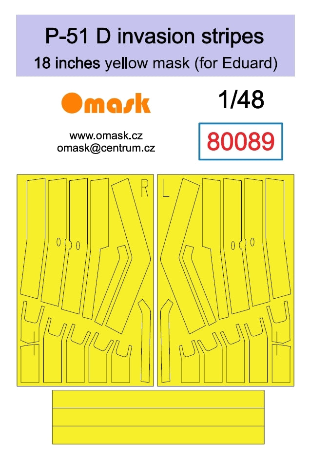 Omask 80089 P-51 D invasion stripes 18 inches - yellow mask (for Eduard) 1/48