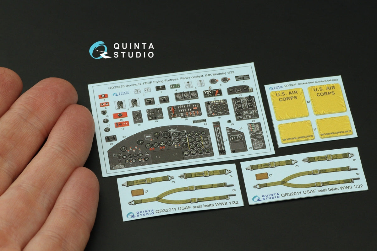 Quinta Studio QD32233 Boeing B-17E/F Pilot&amp;#39;s cockpit. 3D-Printed coloured Interior on decal paper (HK models) 1/32 – Bild 3