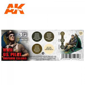 AK Interactive AK11691 WWII US PILOT UNIFORM COLORS 4x17 ml – zdjęcie 2