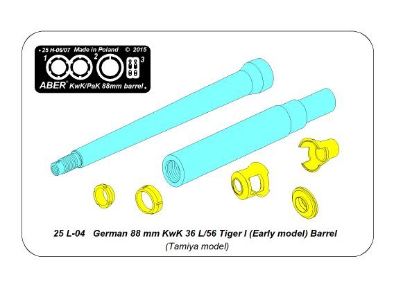 Aber 25L-04 German 88 mm KwK 36 L/56 Tiger I (Early model) Barrel 1/25 – zdjęcie 9