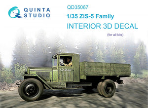 Quinta Studio QD35067 ZiS-5 3D-Printed &amp;amp; colored Interior on decal paper (All kits) 1/35
