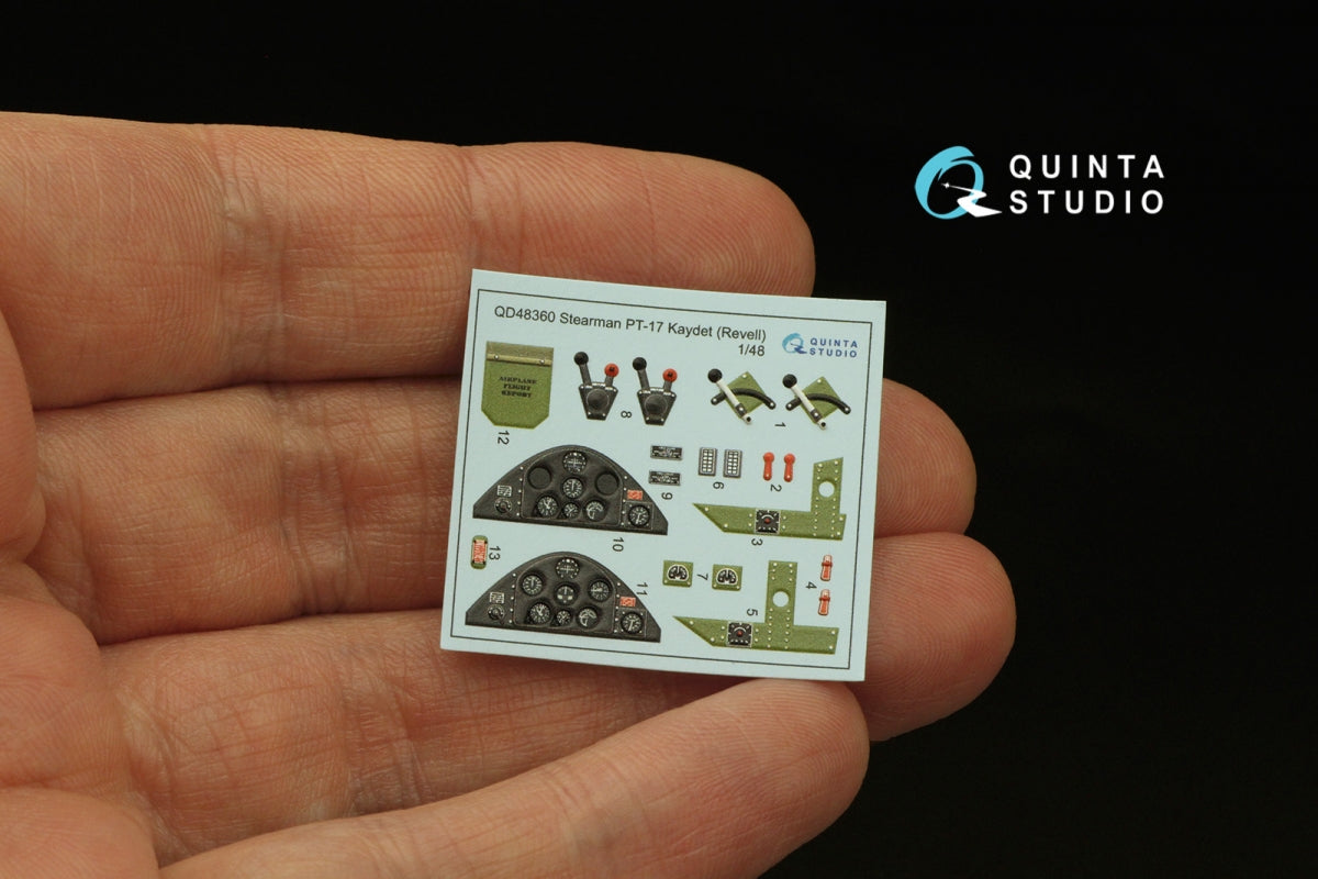Quinta Studio QD48360 Stearman Pt-17 Kaydet 3D-Printed &amp;amp; coloured Interior on decal paper (Revell) 1/48 – zdjęcie 3