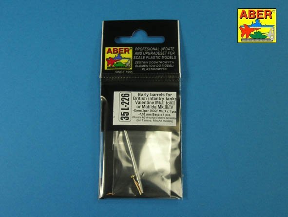 Aber 35L-226 Early barrel for Valentine Mk.II to VII or Matilda Mk.III/IV with Besa MG barrel 1/35