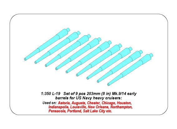 Aber 350L-19 Set of 9 pcs 203 mm barrels for New Orleans type 1/350 – zdjęcie 4