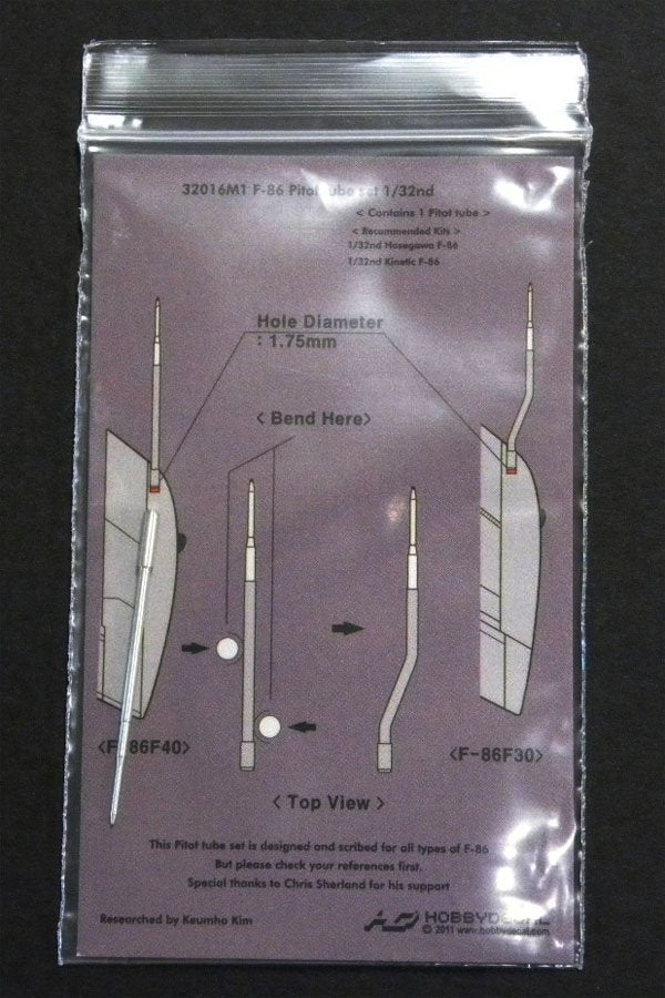 HobbyDecal MT32016V1 Ensemble de tubes Pitot F-86 1/32
