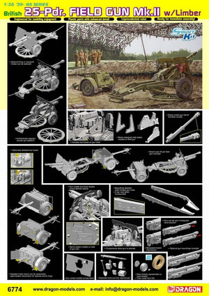 Dragon 6774 British 25pdr Field Gun Mk.II with Limber 1/35 – zdjęcie 3