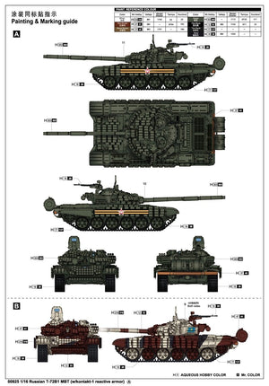 Trumpeter 00925 Russian T-72B1 MBT w/kontakt-1 reactive armor 1/16 – zdjęcie 3