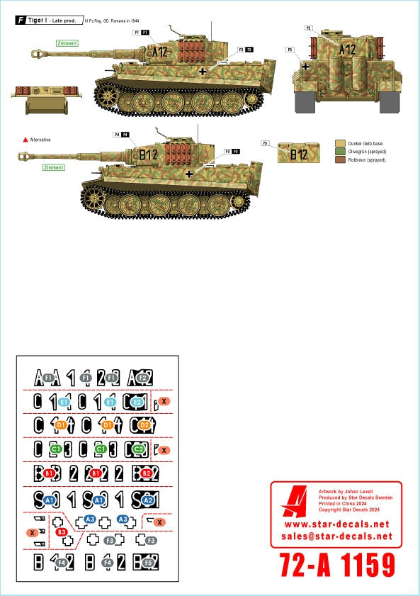 Star Decals 72-A1159 Grossdeutschland Tigers. 1943-44. Tiger I Early, Mid and Late production 1/72 – Bild 2