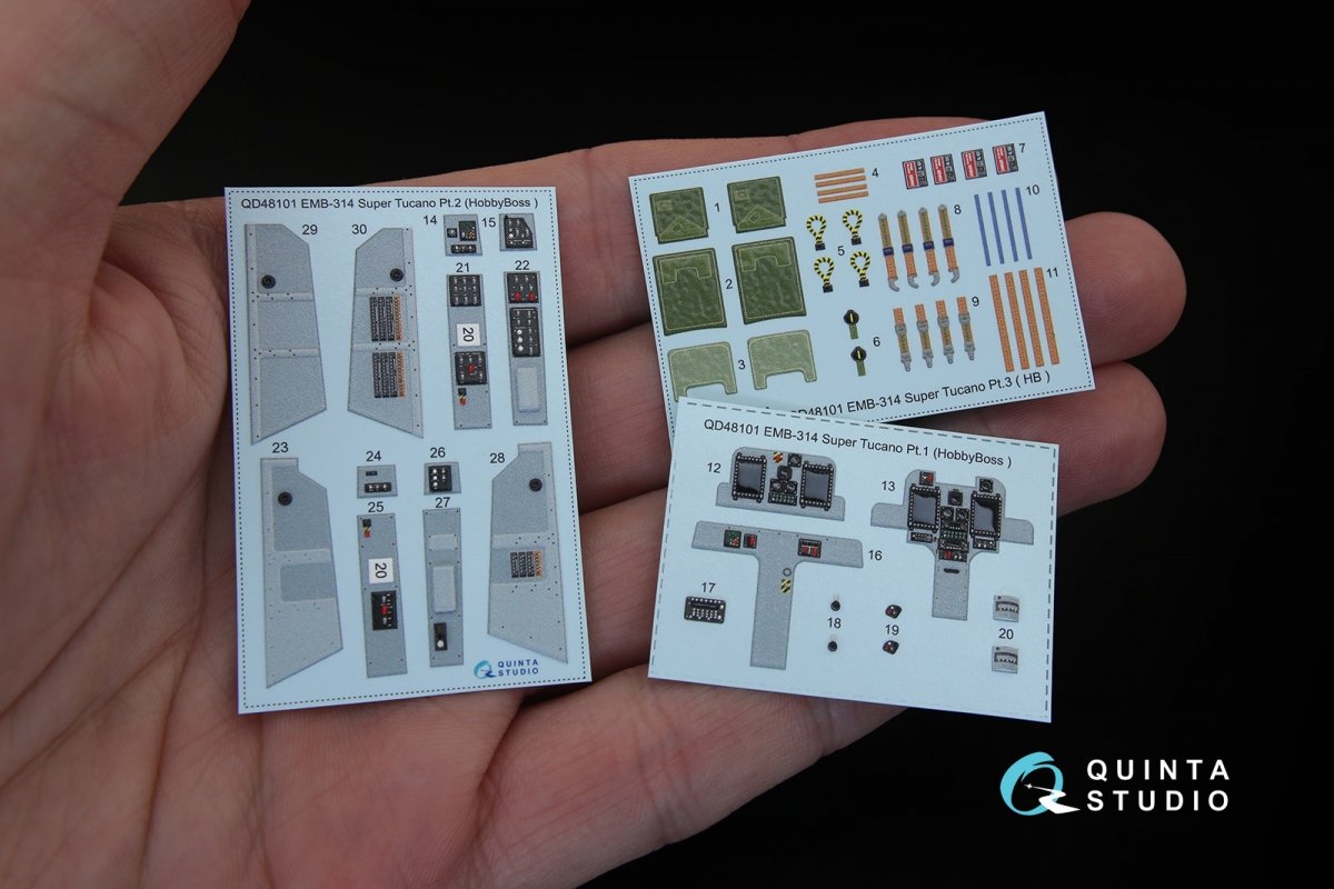 Quinta Studio QD48101 EMB-314 Super Tucano 3D-Printed &amp;amp; colored Interior on decal paper (for HobbyBoss kit) 1/48 – image 2