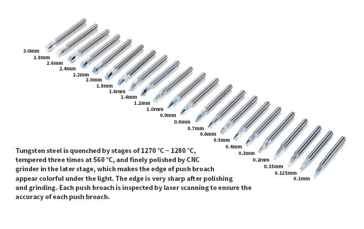 DSPIAE PB-01 0.1mm Tungsten Steel Push Broach / Rysik ze stali wolframowej – Bild 2