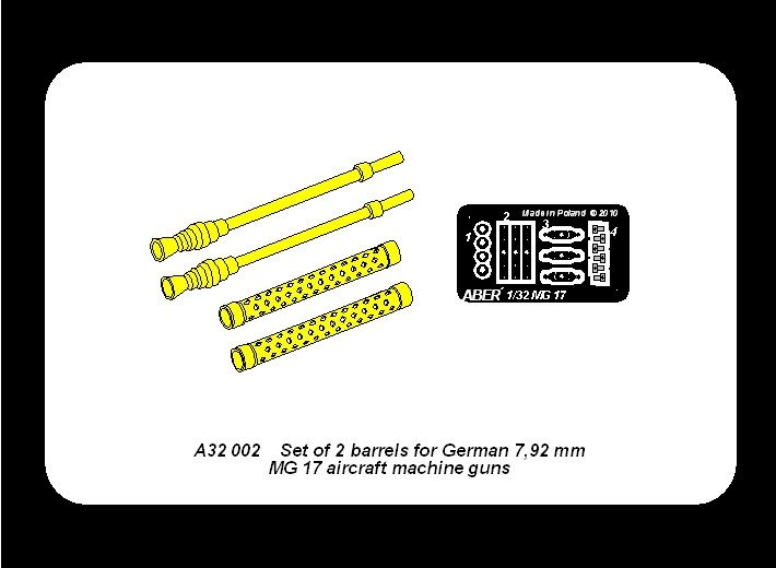 Aber A32002 Set of 2 barrels for German 7,92 mm MG 17 aircraft machine guns 1/32 – zdjęcie 6