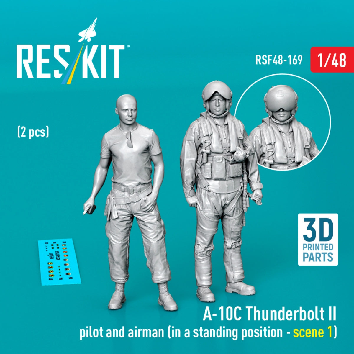 RESKIT RSF48-0169 A-10C Thunderbolt II pilot and airman (in a standing position - scene 1) (2 pcs) (3D Printed) 1/48