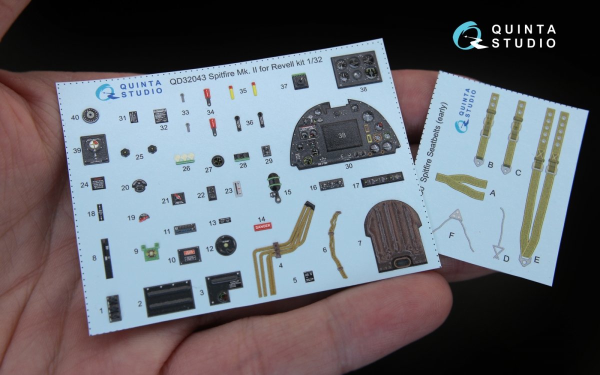 Quinta Studio QD32043 Spitfire Mk. II 3D-Printed &amp;amp; colored Interior on decal paper (for Revell kit) 1/32 – image 2