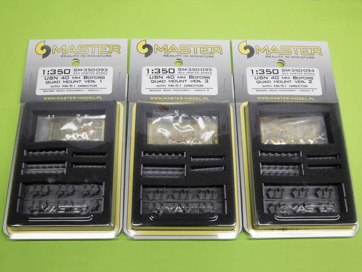 Master SM-350-093 USN 40 mm/56 Bofors quadruple mount ver.1 / with Mk-51 director - (resin, PE and turned parts) - (6pcs) 1/350 – image 8
