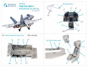 Quinta Studio QD48284 F/A-18A++ 3D-Printed &amp;amp; colored Interior on decal paper (Hasegawa) 1/48 – image 2