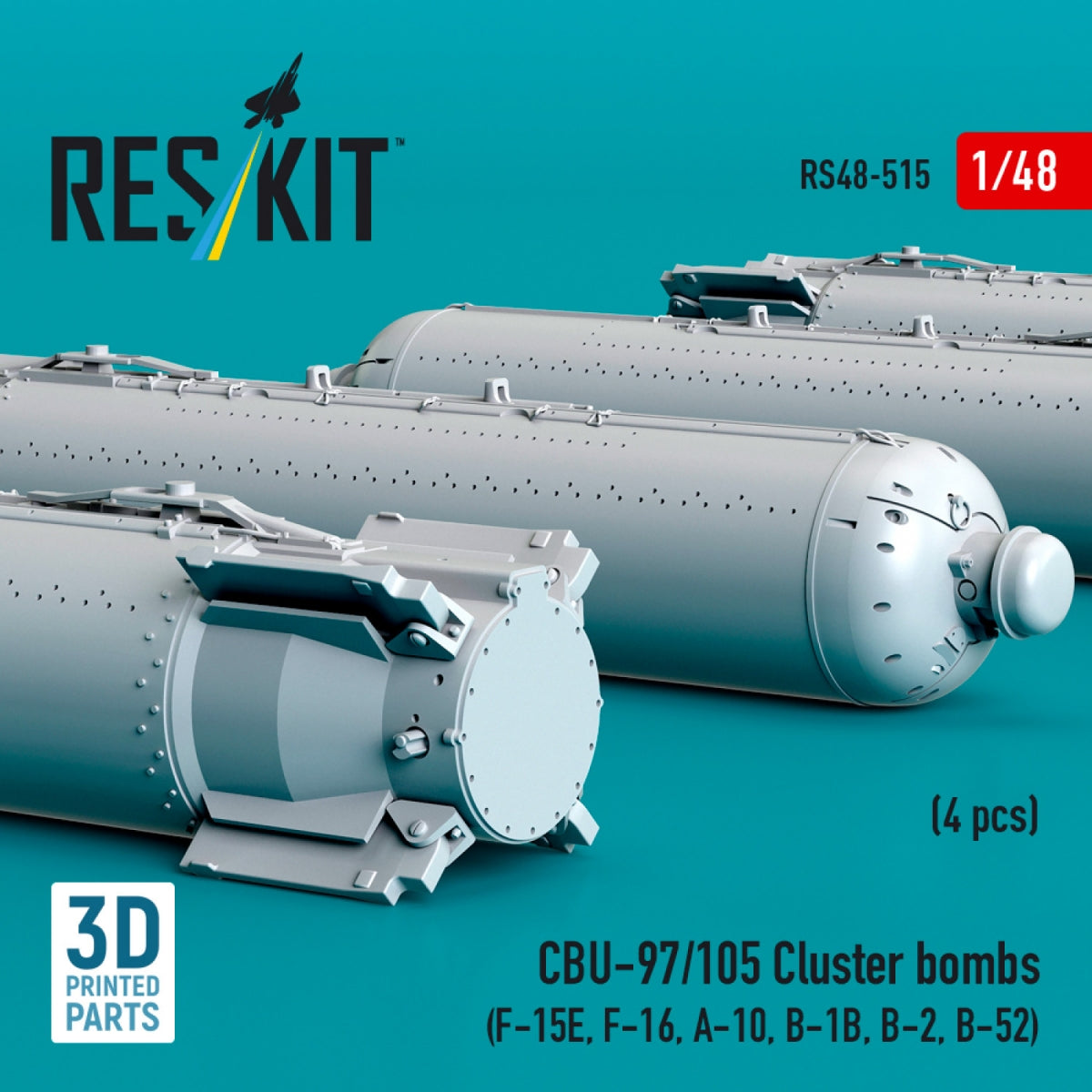 RESKIT RS48-0515 CBU-97/105 cluster bombs (4 pcs) (3D Printed) 1/48 – image 3