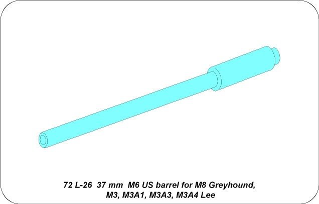 Aber 72L-26 Lufa 37mm M6 do M8 Greyhound,M3, M3A1, M3A3, M3A4 Lee / 37mm M6 US barrel for M8 Greyhound, M3, M3A1, M3A4 Lee 1/72 – zdjęcie 3