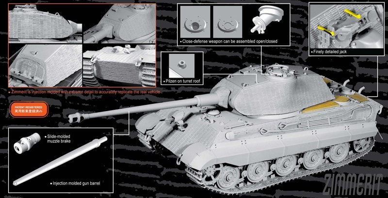 Dragon 6848 Sd.Kfz.182 Kingtiger Porsche Turret w/Zimmerit 1/35 – zdjęcie 4