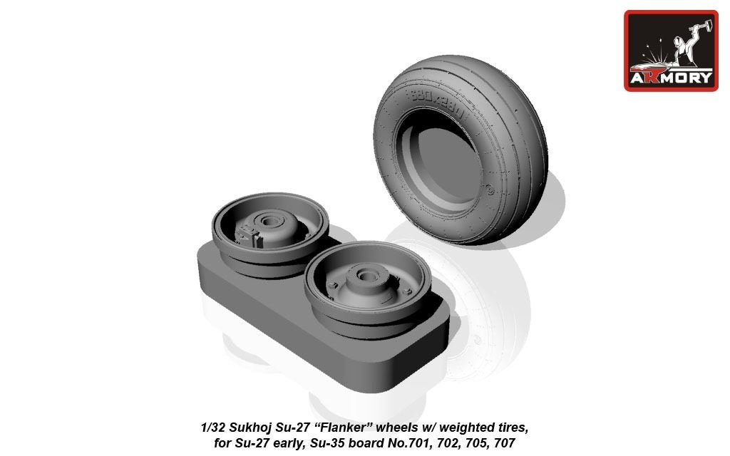 Armory Models AW32004b Sukhoj Su-27 Flanker early wheels w/ weighted tires 1/32 – zdjęcie 2