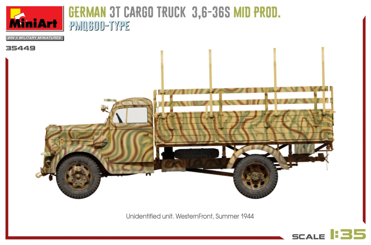 Miniart 35449 GERMAN 3T CARGO TRUCK 3.6-36S MID PROD. PMQ600-TYPE 1/35 – image 12