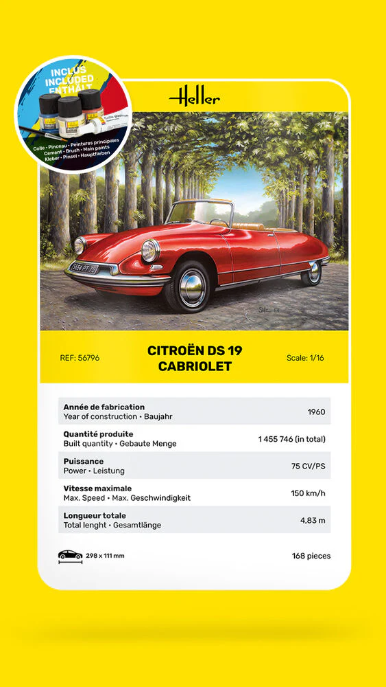 Heller 56796 STARTER KIT Citroën DS 19 Cabriolet 1/16