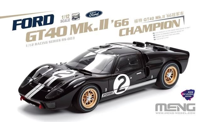 Meng Model RS-003 Ford GT40 Mk.II &amp;#39;66 Champion (pre-coloured) 1/12