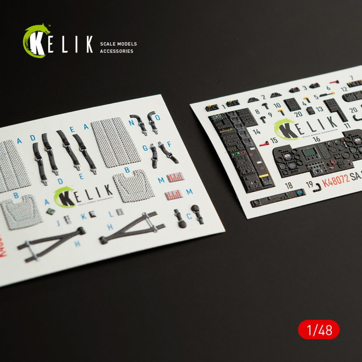 KELIK K48072 DAUPHIN II SA.365F / AS.565SA INTERIOR 3D DECALS FOR KITTY HAWK / ZIMIMODEL KIT 1/48