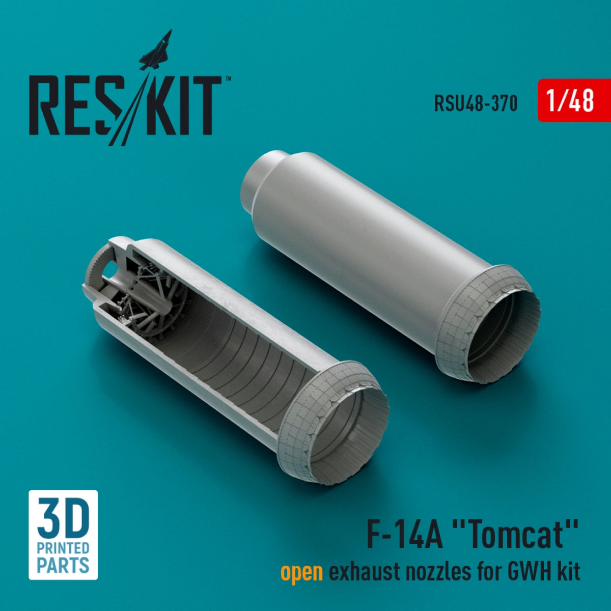 RESKIT RSU48-0370 F-14A &amp;quot;Tomcat&amp;quot; open exhaust nozzles for GWH kit (3D Printed) 1/48