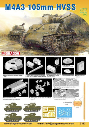 Dragon 7313 Sherman tank M4A3 105mm HVSS 1/72 – zdjęcie 2