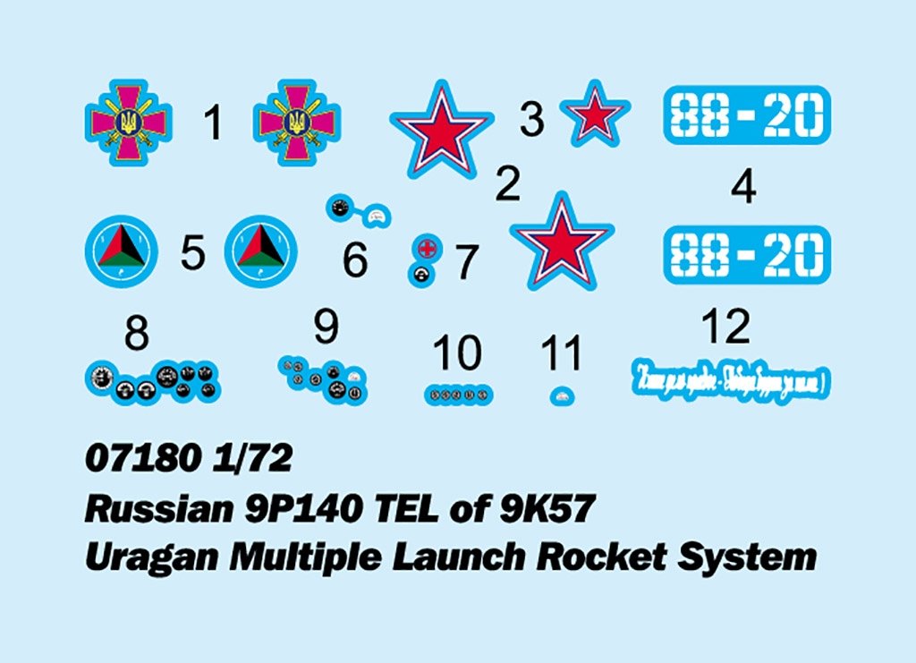 Trumpeter 07180 Russian 9P140 TEL of 9K57 Uragan Multiple Launch Rocket System 1/72 – zdjęcie 3