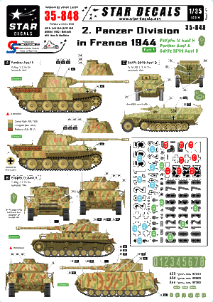 Star Decals 35-848 2. Panzer Division in France 1944 1/35