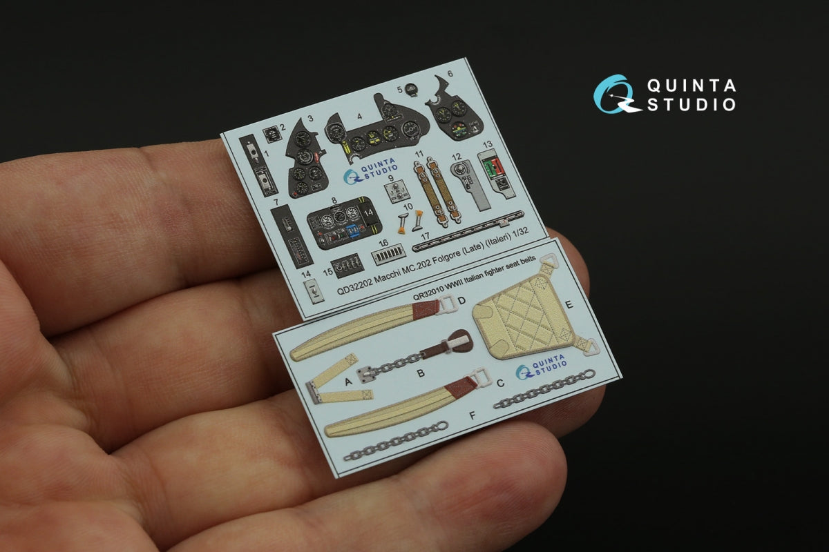 Quinta Studio QD32202 Macchi MC.202 Folgore Late 3D-Printed &amp;amp; coloured Interior on decal paper (Italeri) 1/32 – zdjęcie 7