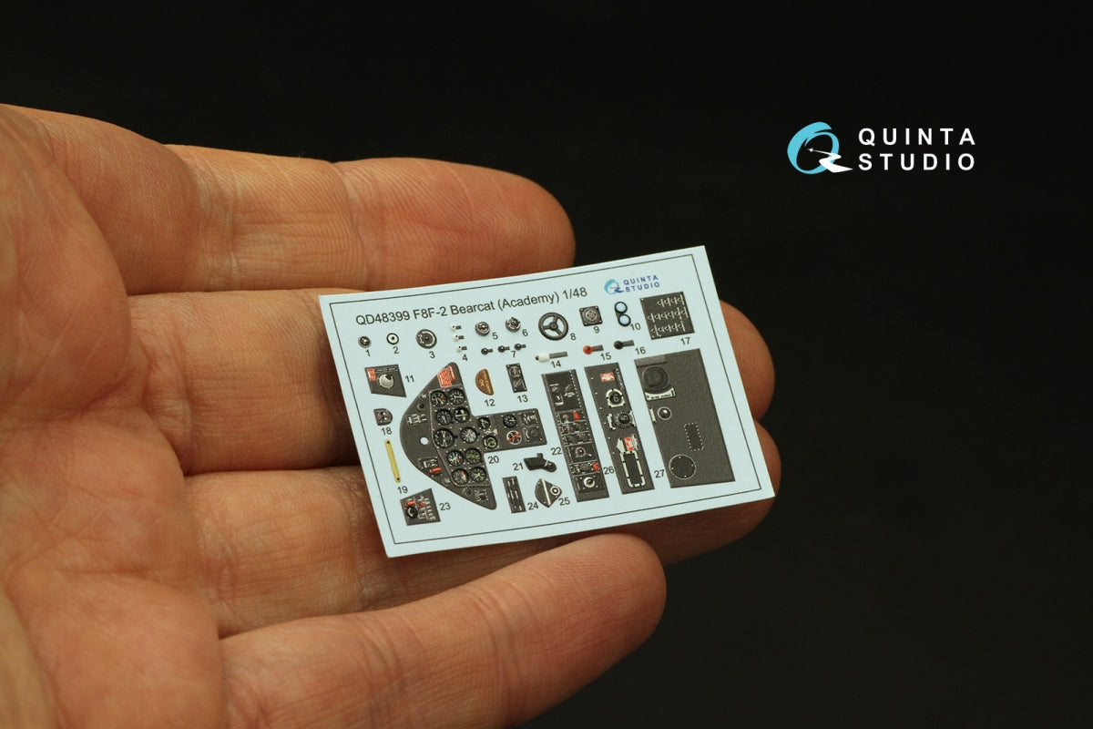 Quinta Studio QD48399 F8F-2 Bearcat 3D-Printed &amp;amp; coloured Interior on decal paper (Academy) 1/48 – zdjęcie 3