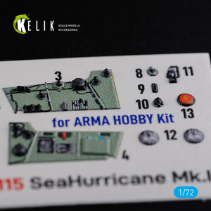 KELIK K72115 Sea Hurricane Mk I interior 3D decals for Arma Hobby kit 1/72 – image 5