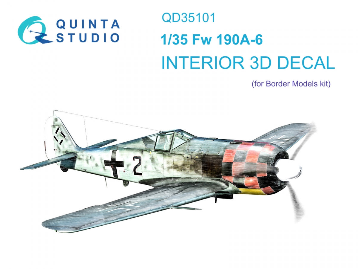 Quinta Studio QD35101 FW 190A-6 3D-Printed &amp;amp; colored Interior on decal paper (Border Model) 1/35