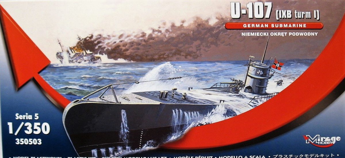 Mirage Hobby 350503 U-107 (IXB turm I) NIEMIECKI OKRĘT PODWODNY 1/350
