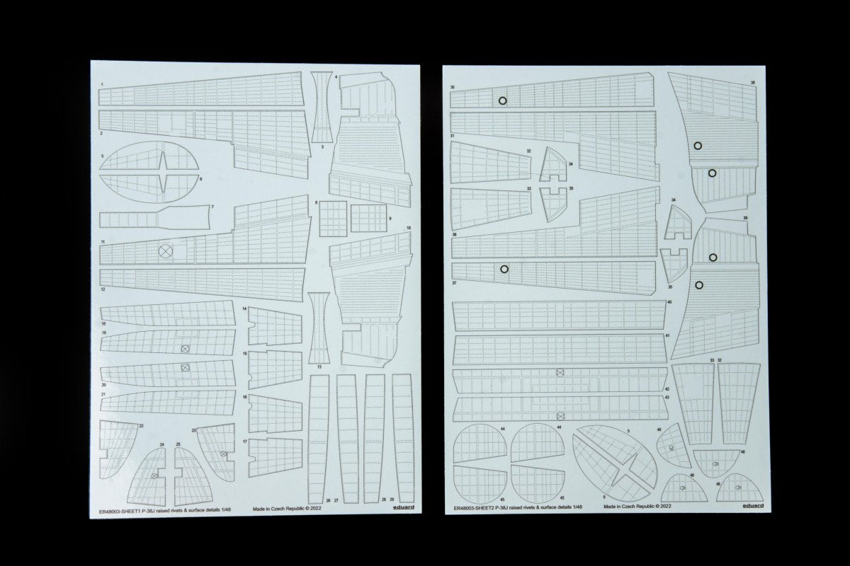 Eduard ER48003 P-38J raised rivets & surface details TAMIYA 1/48
