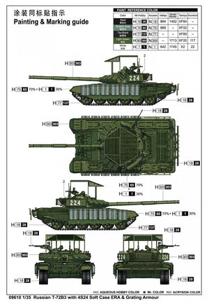 Trumpeter 09610 Russian T-72B3 with 4S24 Soft Case ERA &amp;amp; Grating Armour 1/35 – zdjęcie 4