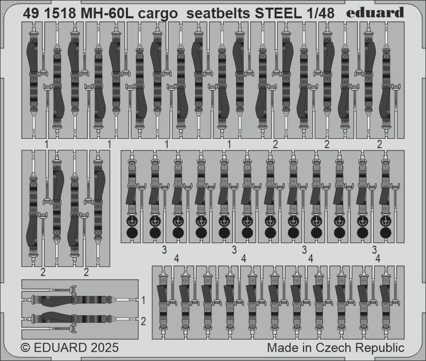 Eduard 491518 MH-60L cargo seatbelts STEEL ICM 1/48