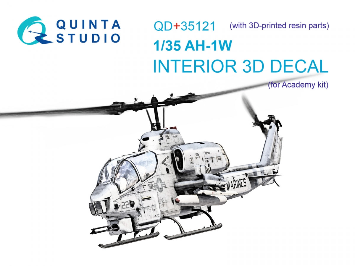 Quinta Studio QD+35121 AH-1W 3D-Printed colored Interior on decal paper (Academy) (with 3D-printed resin parts) 1/35