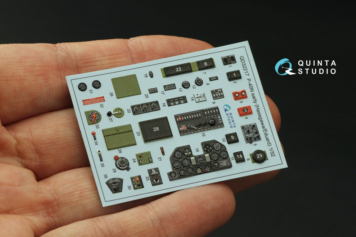 Quinta Studio QD32217 P-40N early 3D-Printed coloured Interior on decal paper (Hasegawa/Eduard) 1/32 – zdjęcie 4