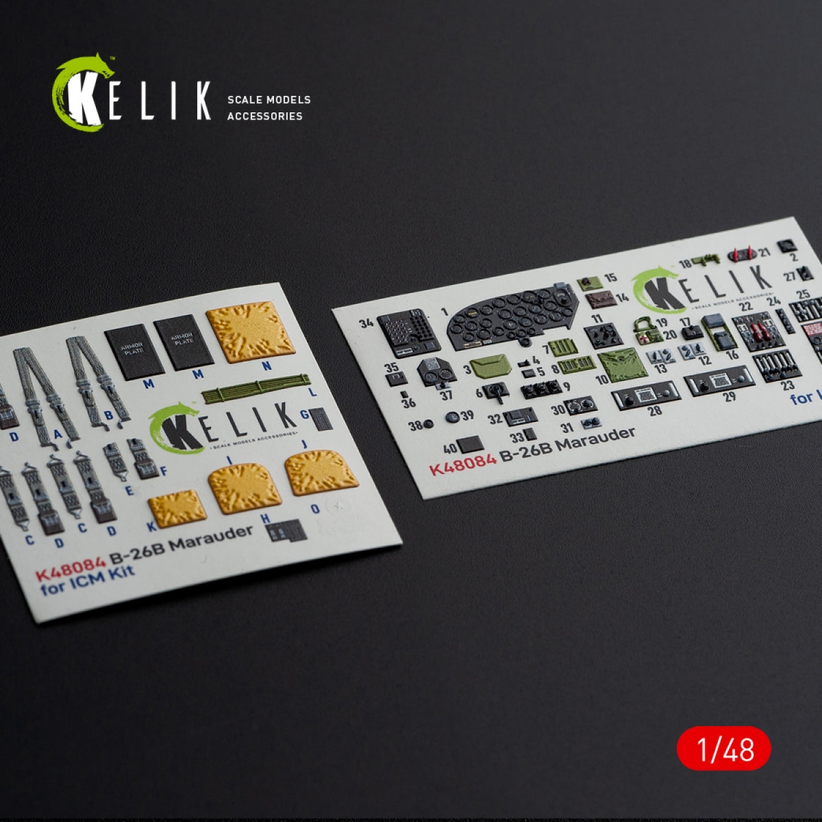 KELIK K48084 B-26B Marauder interior 3D decals for ICM kit 1/48