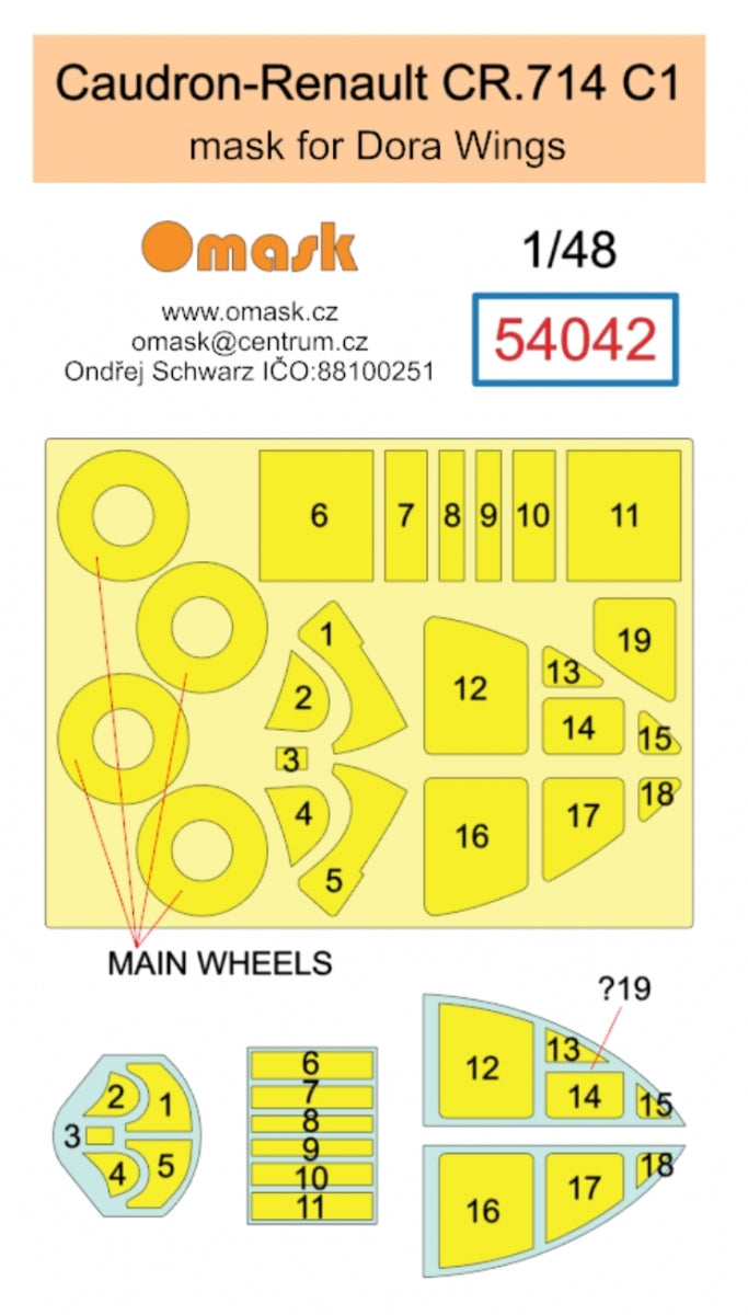 Omask 54042 Caudron-Renault CR.714 mask C1 (for Dora Wings) 1/48 – zdjęcie 2