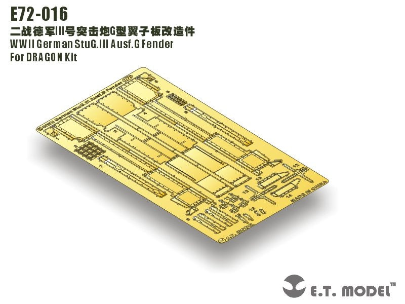 E.T. Model E72-016 WWII German StuG.III Ausf.G Fenders For DRAGON Kit 1/72 – zdjęcie 3